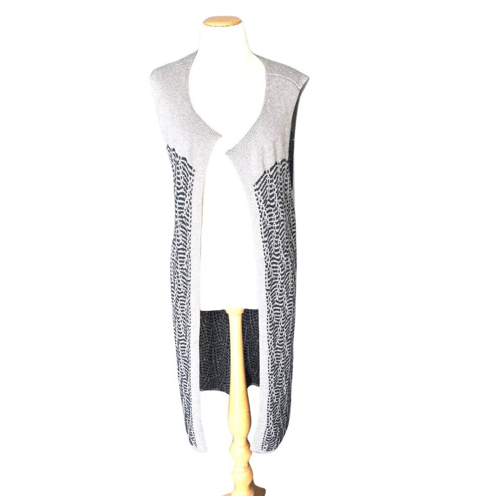 Nic +‎ Zoe Knit Sweater Women Medium Blue Gray Vest Layer Lagenlook Academia